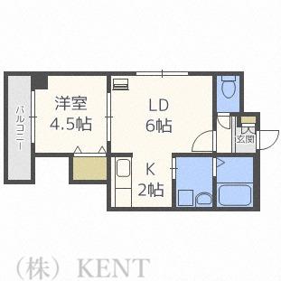 第3北美マンション(1LDK/4階)の間取り写真