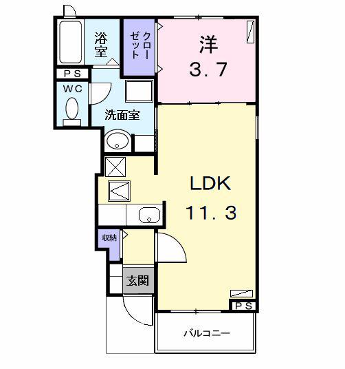 フトゥーロ(1LDK/1階)の間取り写真