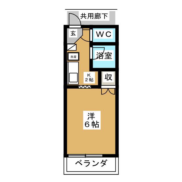 サープラスワン坂ノ尾(1K/2階)の間取り写真