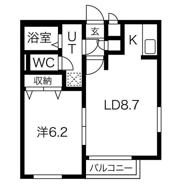 グランメール南平岸(1DK/5階)の間取り写真