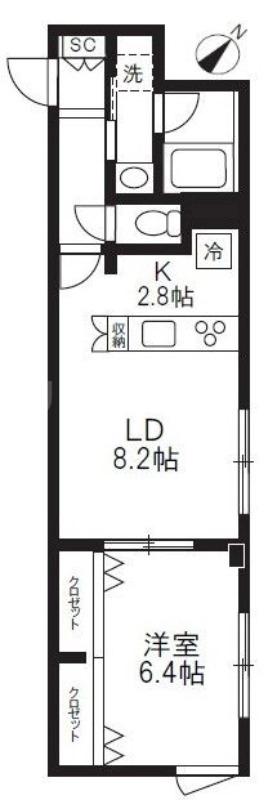 プラティーク大森山王(1LDK/1階)の間取り写真