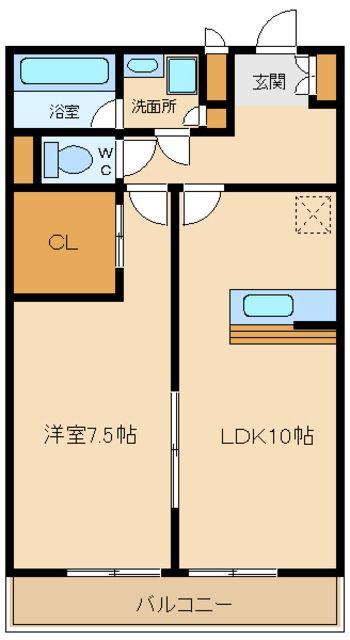 リブリ・シンシア平松(1LDK/1階)の間取り写真