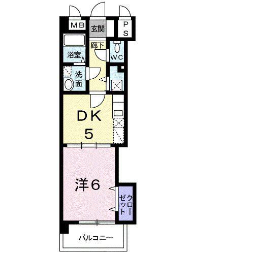 CASA GIALLA(1DK/4階)の間取り写真