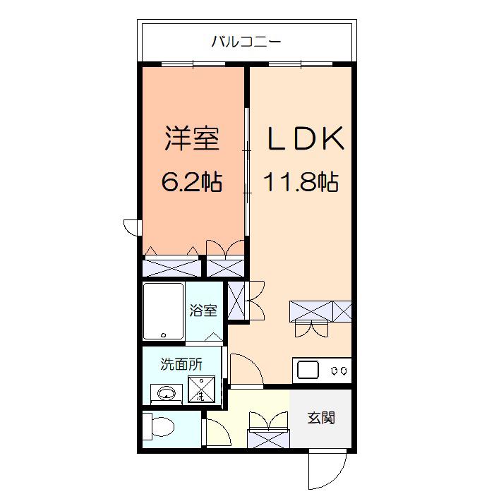 エバーグリーンフォレスト(1LDK/4階)の間取り写真