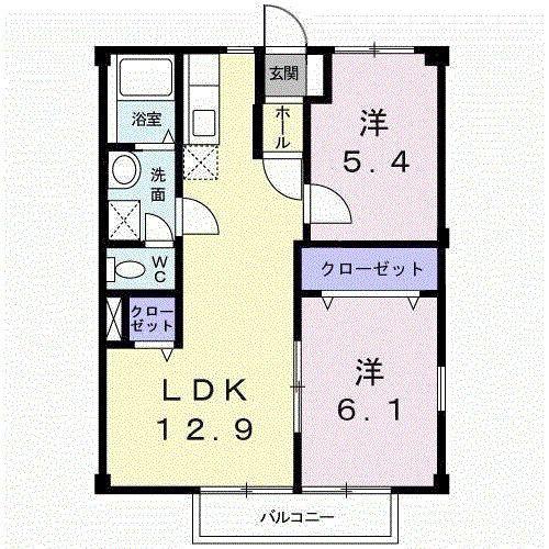 ハイライズカメリヤ(2LDK/1階)の間取り写真