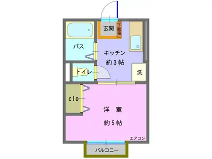 シティハイム Y.S.K. III(1K/2階)の間取り写真