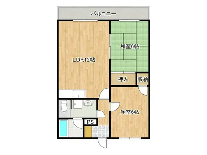 シャルダン中尾(2LDK/2階)の間取り写真