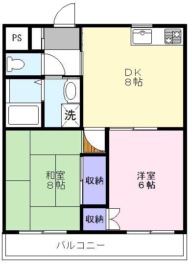 ラフィーヌ・青柳I(2DK/2階)の間取り写真