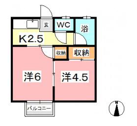 パナハイツかなや 1(2K/2階)の間取り写真