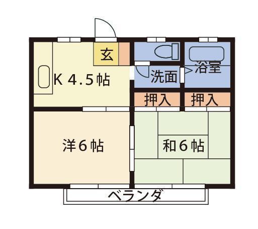 ダイナースハイツ(2K/1階)の間取り写真