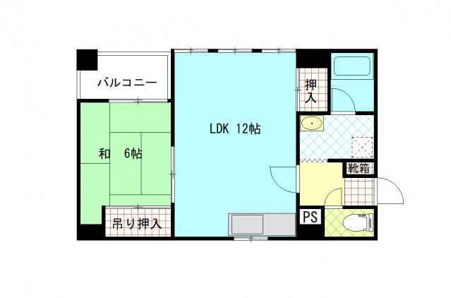 福地産業十日市ビル(1LDK/5階)の間取り写真