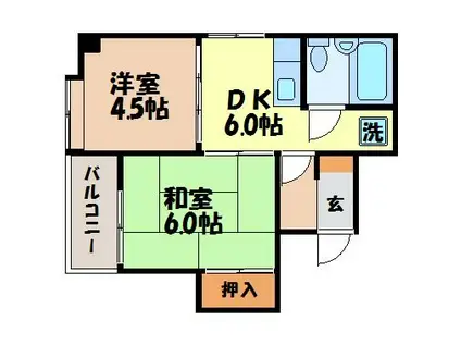 第二杉本ビル(2DK/4階)の間取り写真