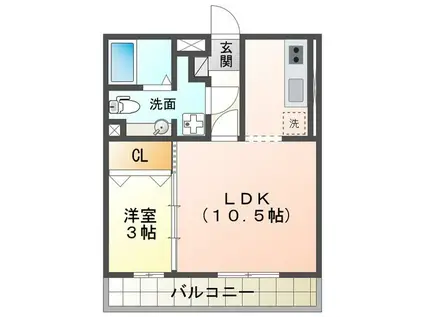 オーベルジュ(1LDK/3階)の間取り写真