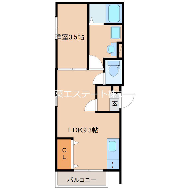 CLOVER津福(1LDK/3階)の間取り写真