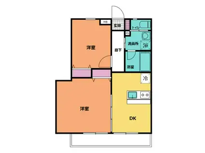 アステリア(2DK/3階)の間取り写真