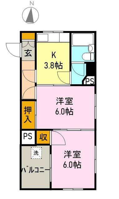 瓜島ビル(2K/5階)の間取り写真