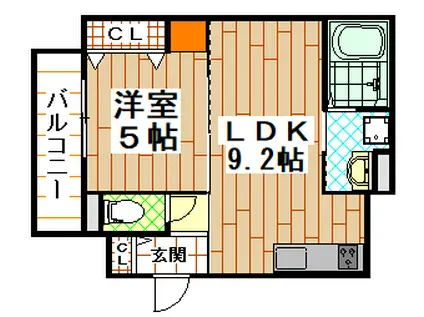 クリエオーレ近江堂(1LDK/3階)の間取り写真