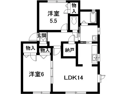 スクエアヴィレッジA(2LDK/1階)の間取り写真