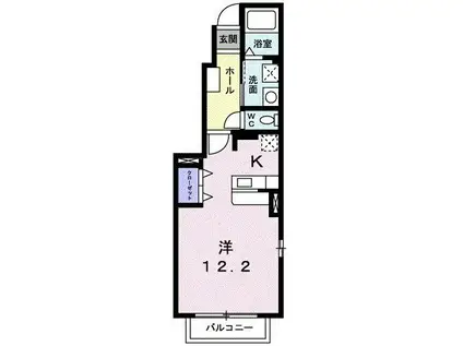 ベルコート(ワンルーム/1階)の間取り写真