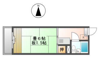 コーポ東出(1K/2階)の間取り写真