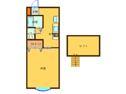 ロフトファイブ(1K/2階)の間取り写真