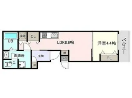 パロス垂水エスペランサ(1LDK/2階)の間取り写真