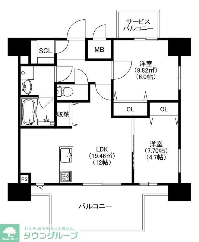 MODERN PALAZZO 博多デュオグランデウエスト(2LDK/10階)の間取り写真