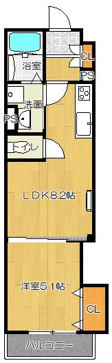 ピレーネ北条3(1LDK/2階)の間取り写真