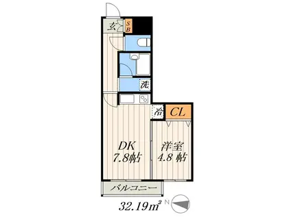 ウィンベルデュエット王子(1DK/2階)の間取り写真