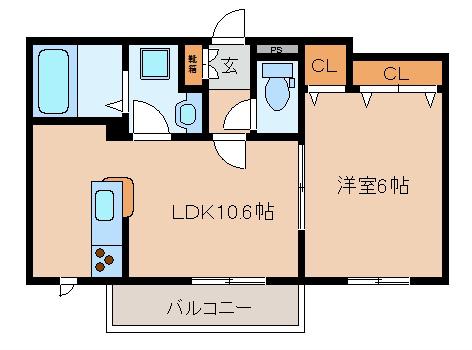 ウィルディコート(1LDK/1階)の間取り写真