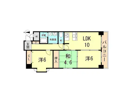 HACHIBUSE六甲(3LDK/4階)の間取り写真