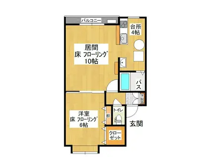 アンビエンテ大内(1LDK/1階)の間取り写真