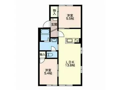 ラークイトウ(2LDK/1階)の間取り写真