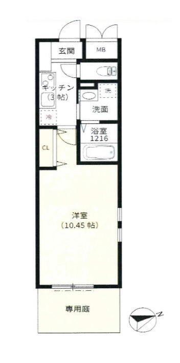 スマイルII番館(1K/1階)の間取り写真