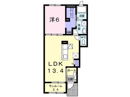 東武伊勢崎線 武里駅 徒歩12分 2階建 築11年(1LDK/1階)の間取り写真