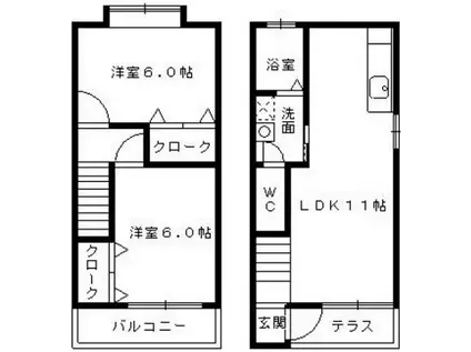 グランメゾン今光(2LDK/1階)の間取り写真