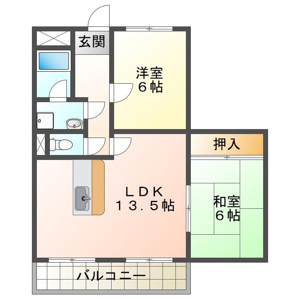 第二柏木ハイツ(2LDK/2階)の間取り写真