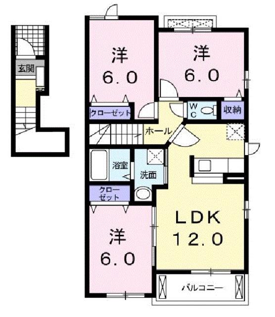 ネオプロヴィデンス(3LDK/2階)の間取り写真