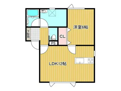 グランデル3(1LDK/2階)の間取り写真