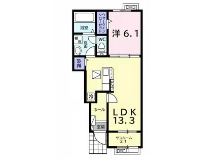 ラフォレスタシエロ LA FORESTA CIELO(1LDK/1階)の間取り写真