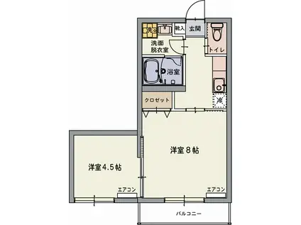 ラテラスI(2K/3階)の間取り写真