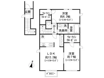CASA DE ROSA(2LDK/2階)の間取り写真