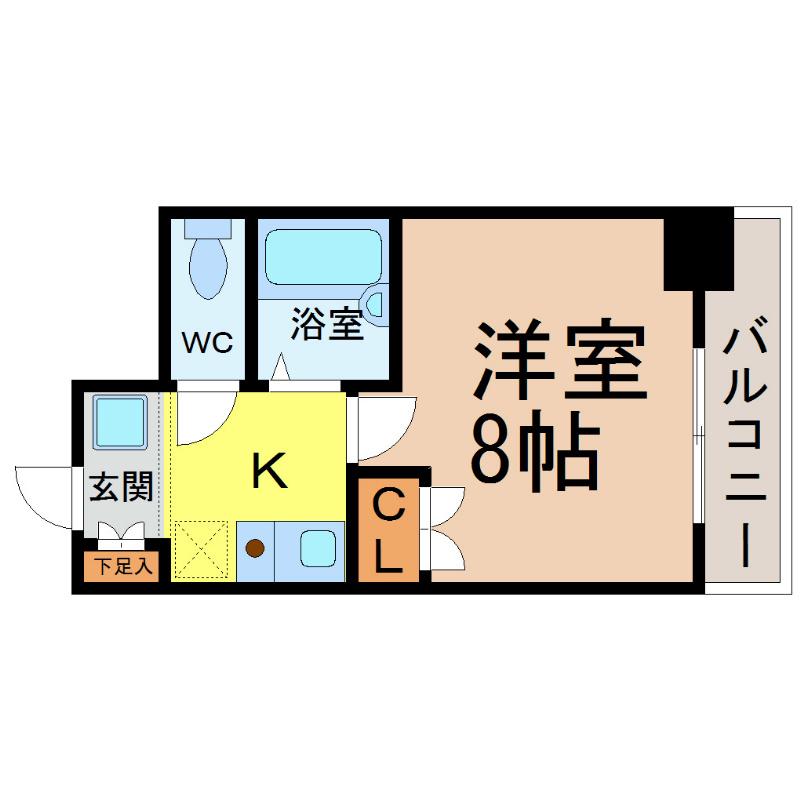ヒルズ千種(1K/5階)の間取り写真