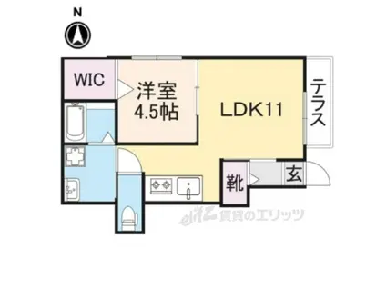 ソレイユビセレクト法蓮町2(1LDK/1階)の間取り写真