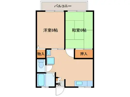 シティハイム今関C(2DK/2階)の間取り写真