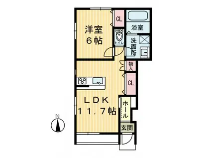 ウィンディタウン貝島 II A(1LDK/1階)の間取り写真