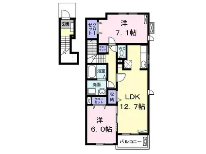 ラピス パラッツオ(2LDK/2階)の間取り写真
