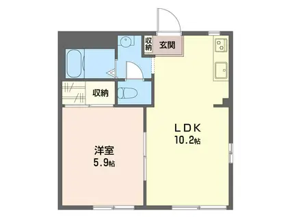 パークサイド富士見(1LDK/1階)の間取り写真