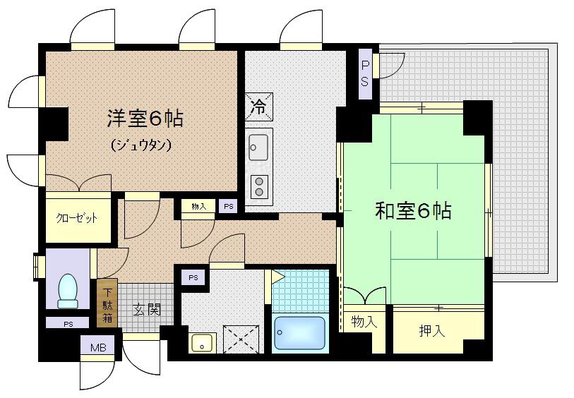 レオンヒル長町(2K/4階)の間取り写真