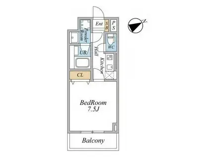 スカイグランデ船橋(1K/5階)の間取り写真